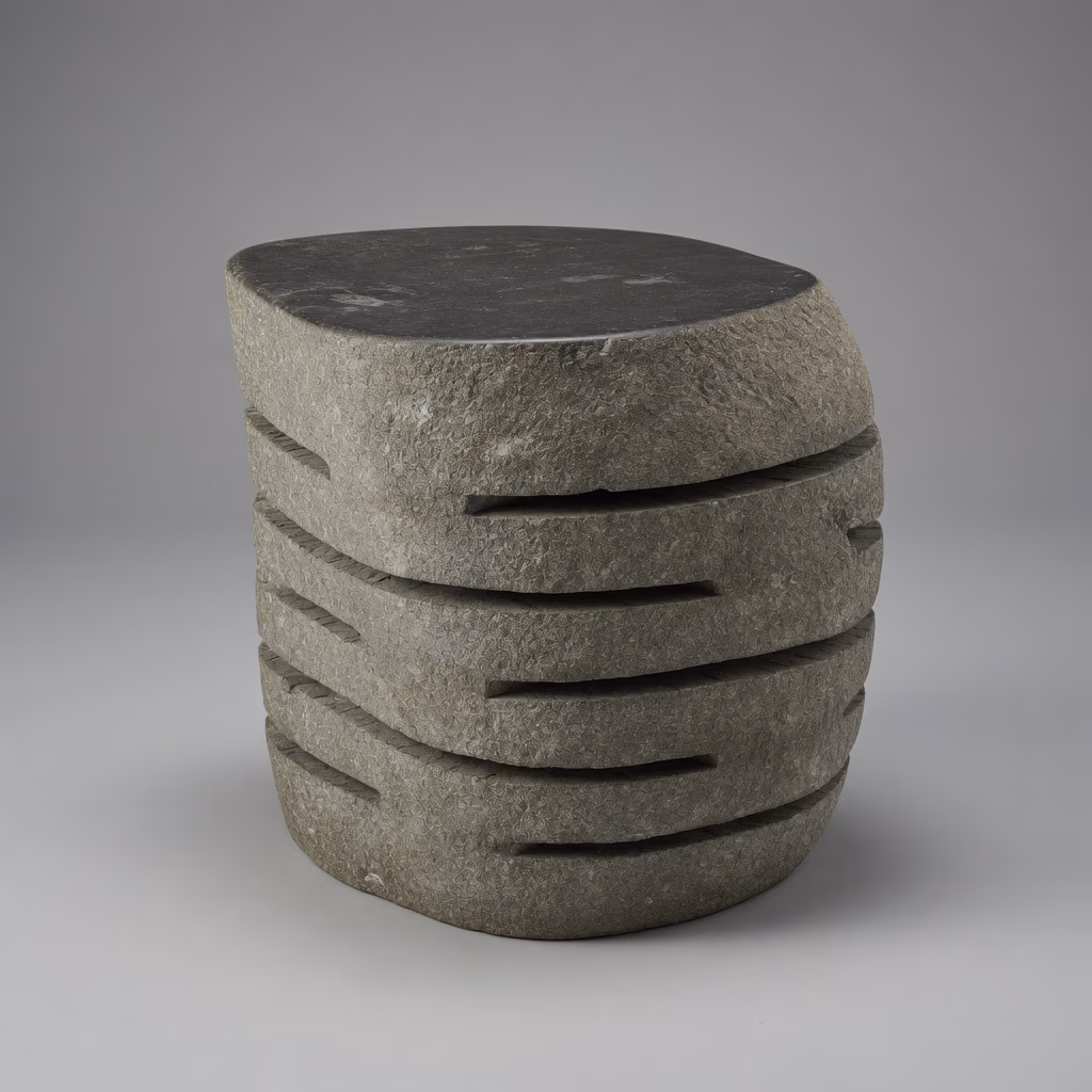 River Stone Block - Handcrafted Cylindrical Natural Finish — view 2