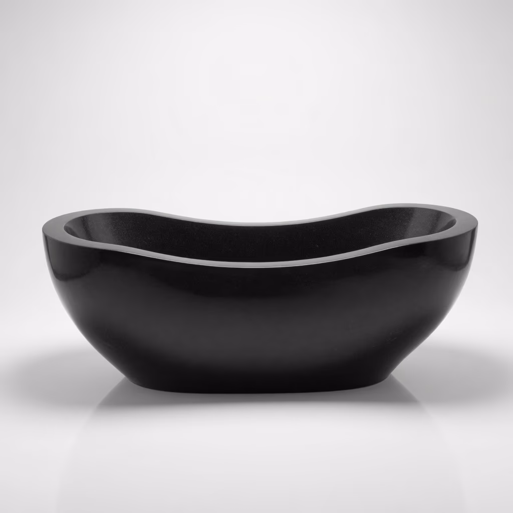 Andesite Stone Bathtub - Handcrafted Oval Polished Finish