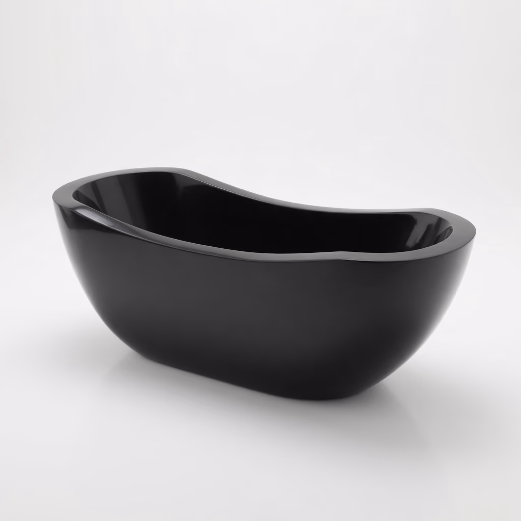 Andesite Stone Bathtub - Handcrafted Oval Polished Finish — view 2