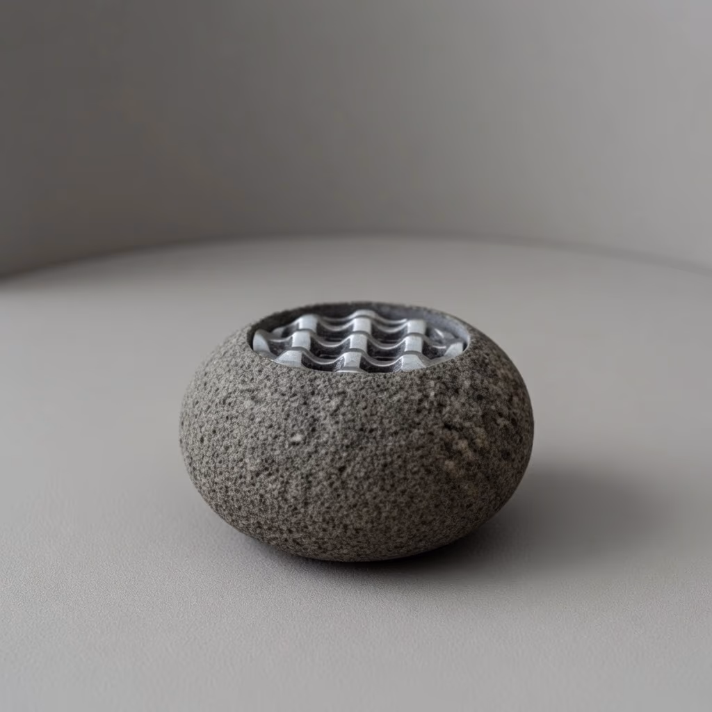 River Stone Ashtray - Handcrafted Round Natural Finish