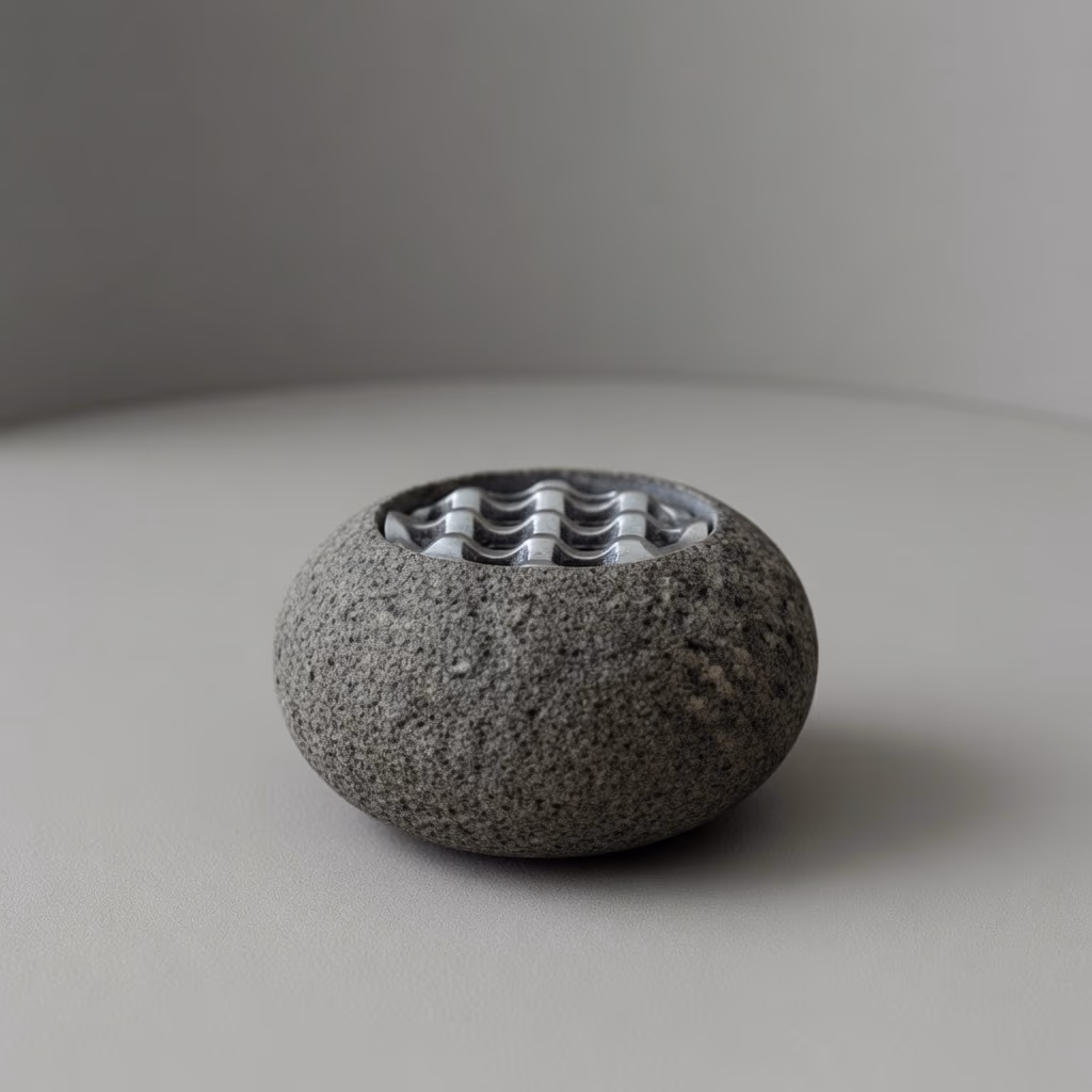 River Stone Ashtray - Handcrafted Round Natural Finish — view 2