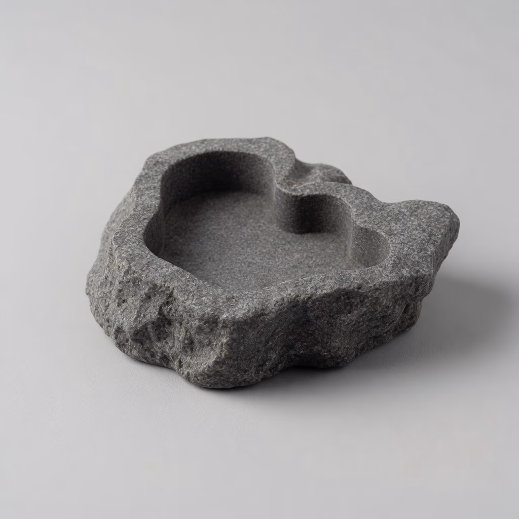 Andesite Stone Ashtray - Handcrafted Organic Natural with Raw Edge Finish — view 2