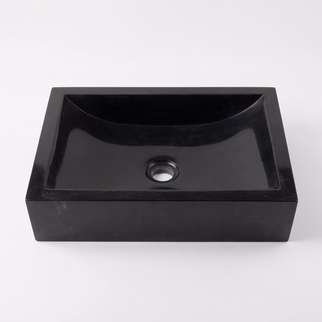 Andesite Stone Sink - Handcrafted Rectangular Polished Finish