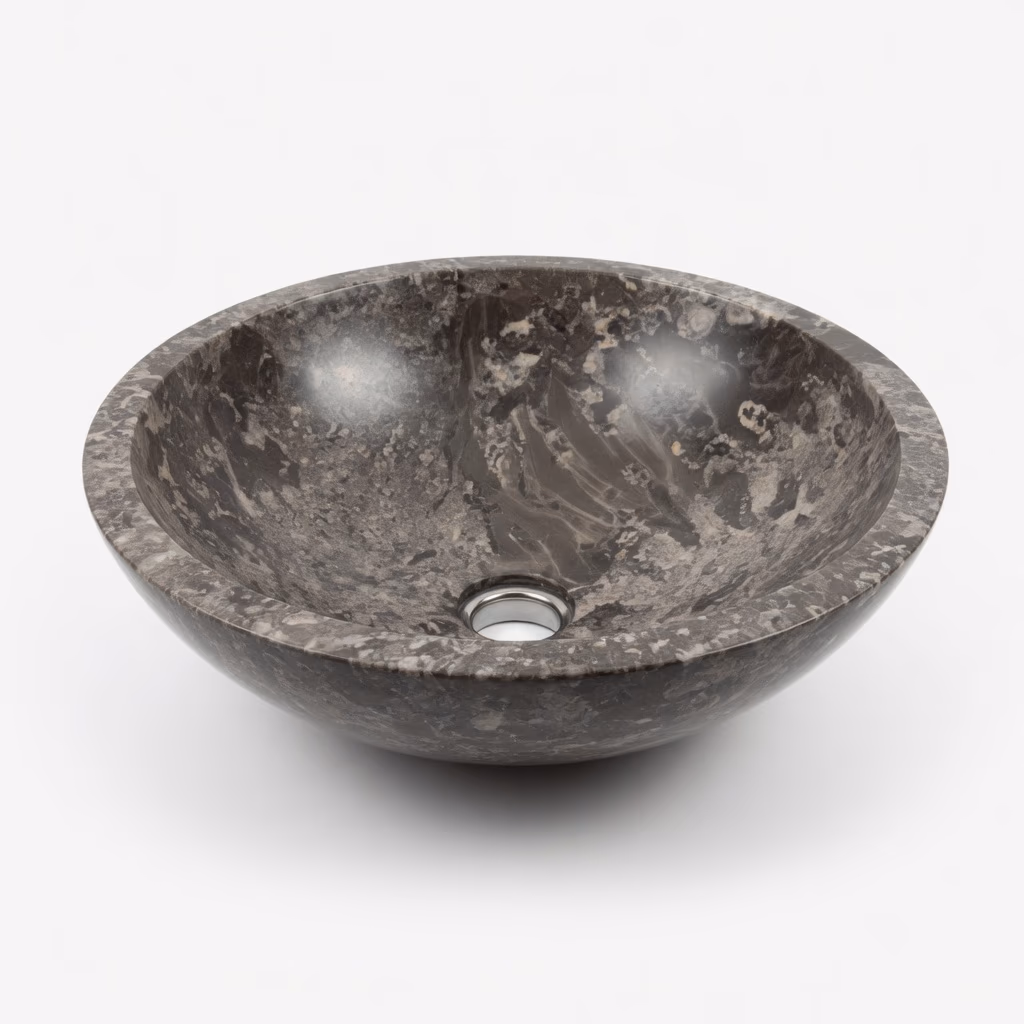 Marble Stone Sink - Handcrafted Shallow Basin Polished Finish