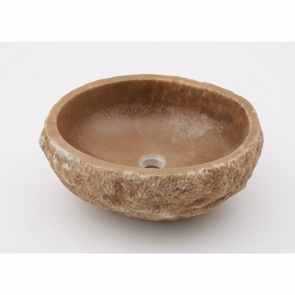 Onyx Stone Sink - Handcrafted Oval Honed With Raw Edge Finish