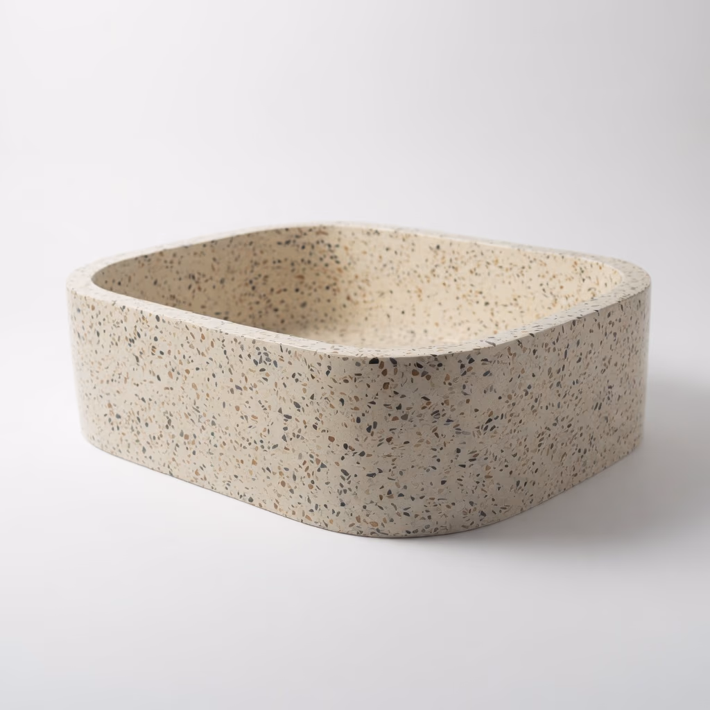 Terrazzo Stone Sink - Handcrafted Rectangular Honed Finish — view 2