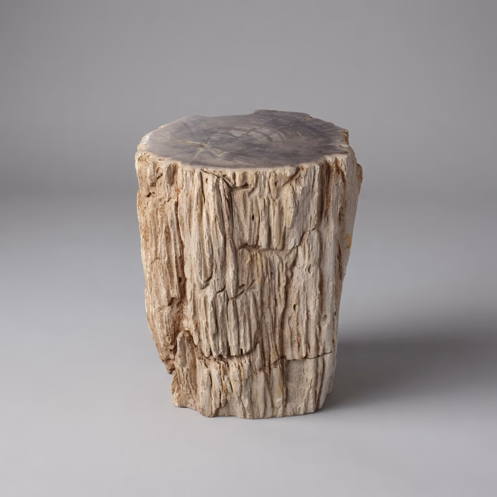 Ancient Stone Chair - Handcrafted Cylindrical Honed With Raw Edge Finish — view 2