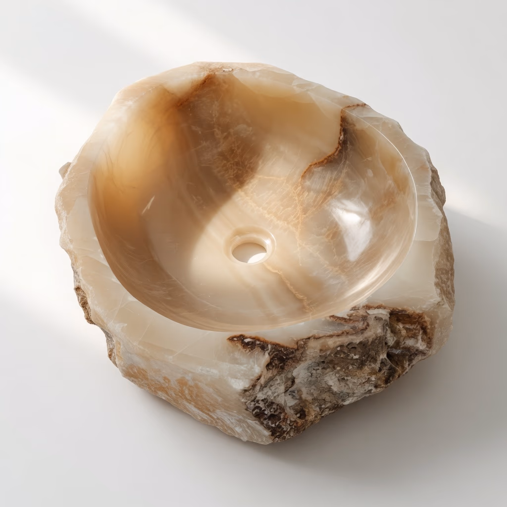 Onyx Stone Sink - Handcrafted Natural Honed With Raw Edge Finish — view 2