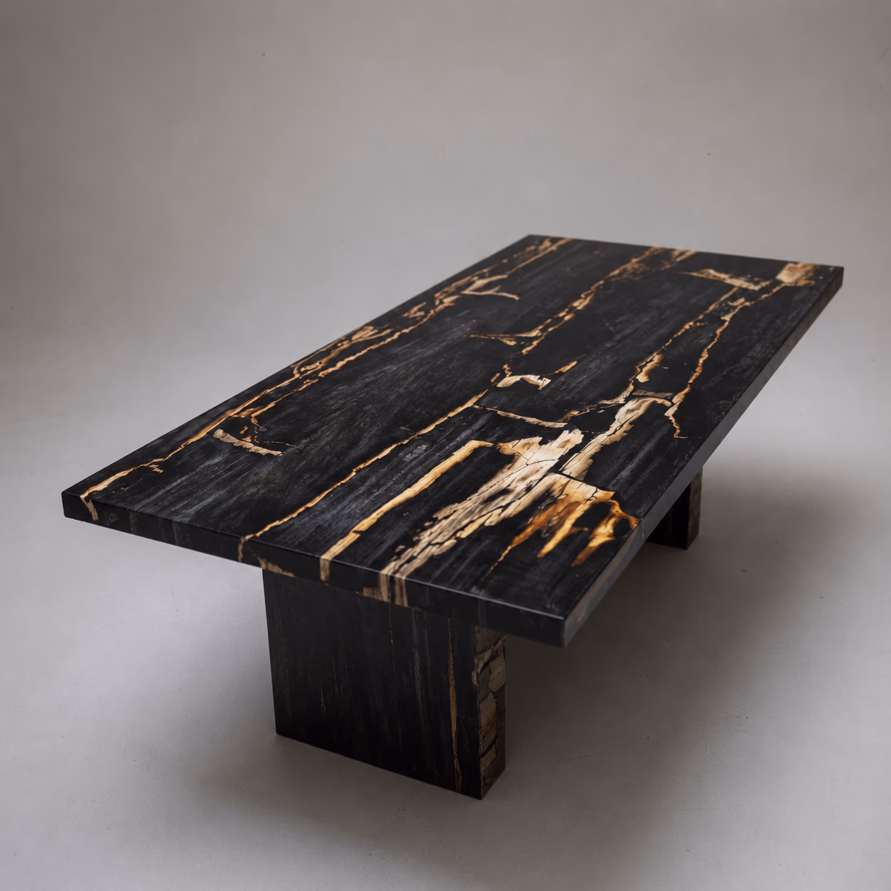 Ancient Stone Dining Table - Handcrafted Double Base Honed Finish