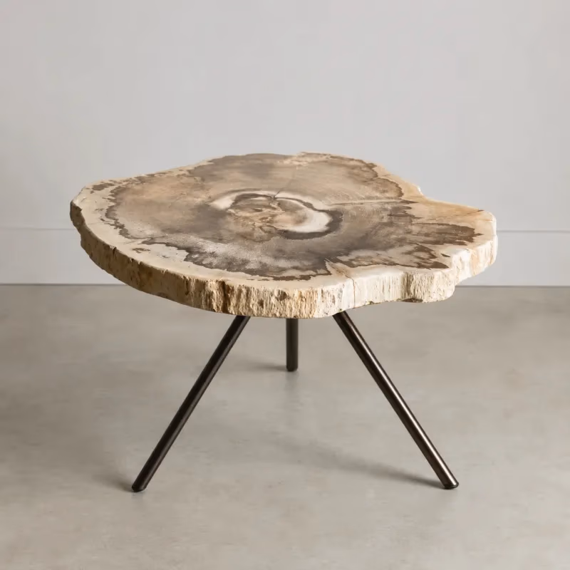 Ancient Stone Coffee Table - Handcrafted Round Honed With Raw Edge Finish