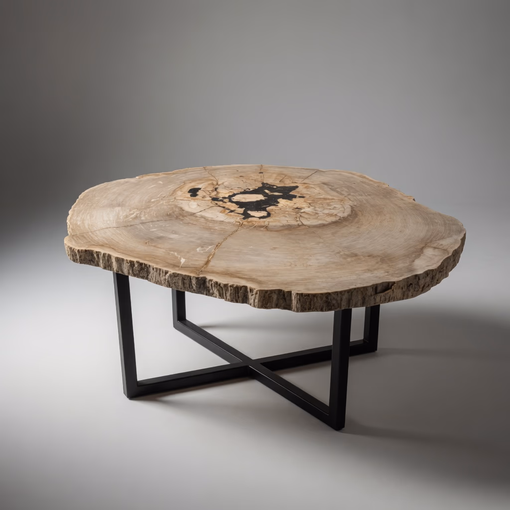 Ancient Stone Coffee Table - Handcrafted Round Honed With Raw Edge Finish