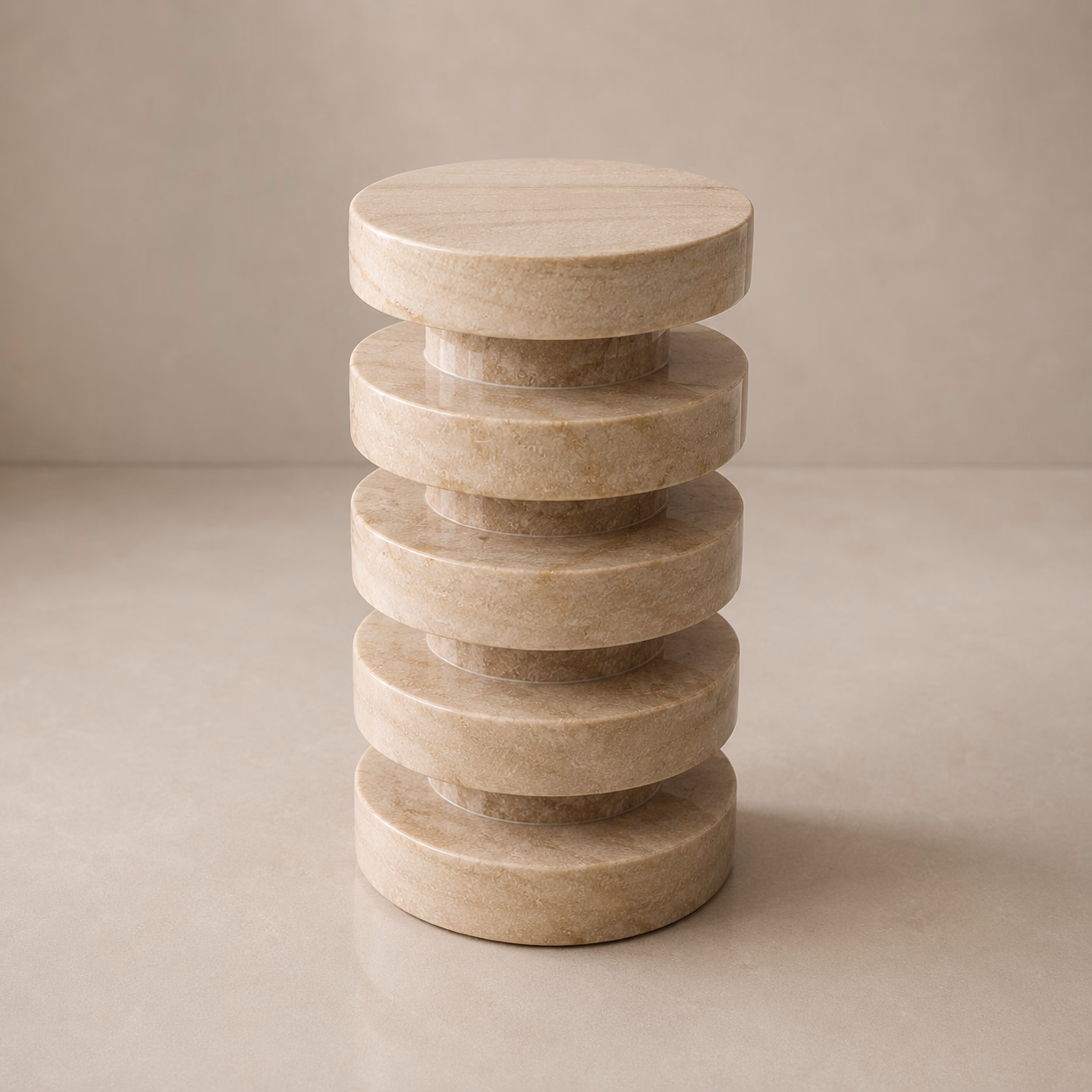 Onyx Stone side table - Handcrafted Cylindrical Honed Finish