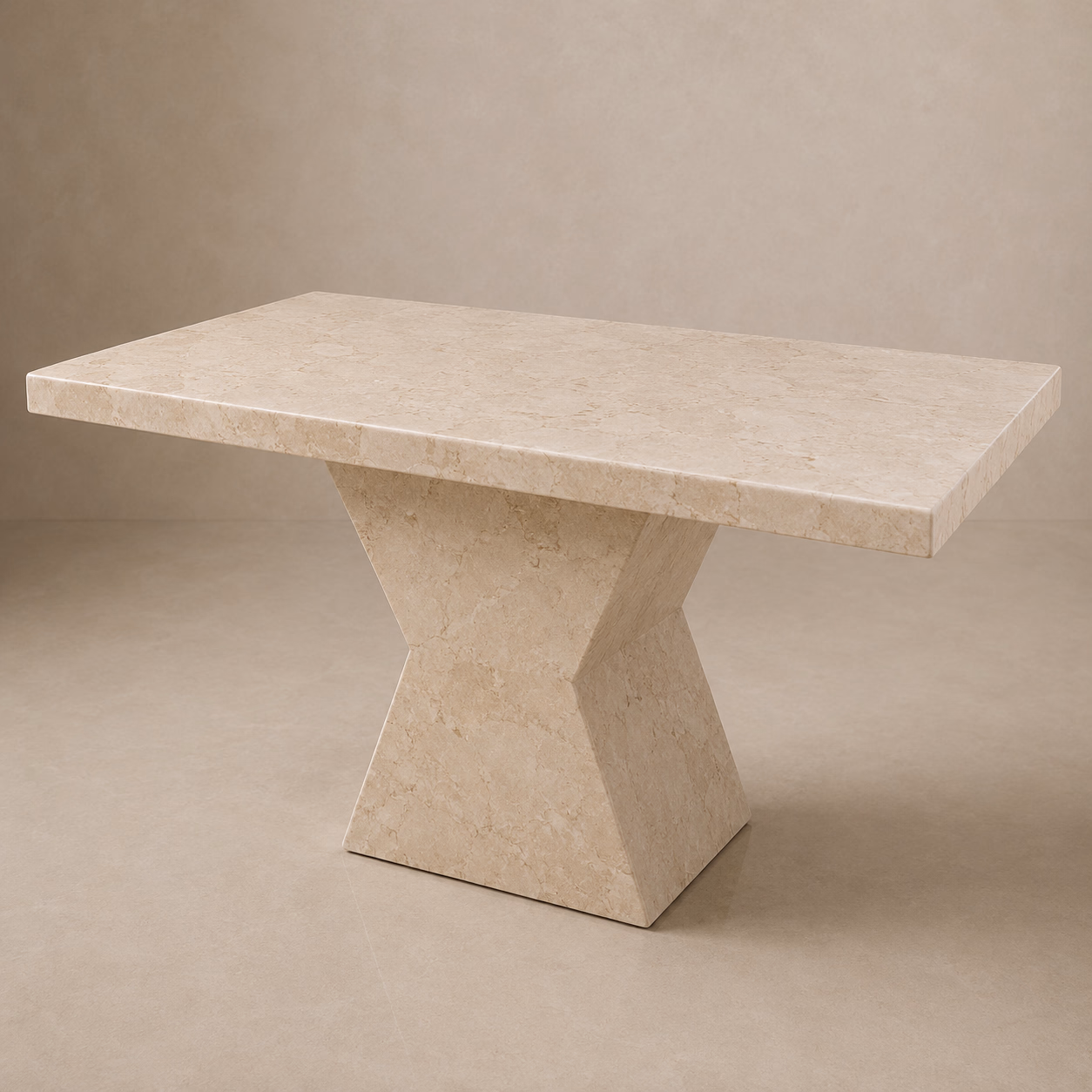 Marble Stone Side Table - Handcrafted Pedestal Honed Finish — view 2