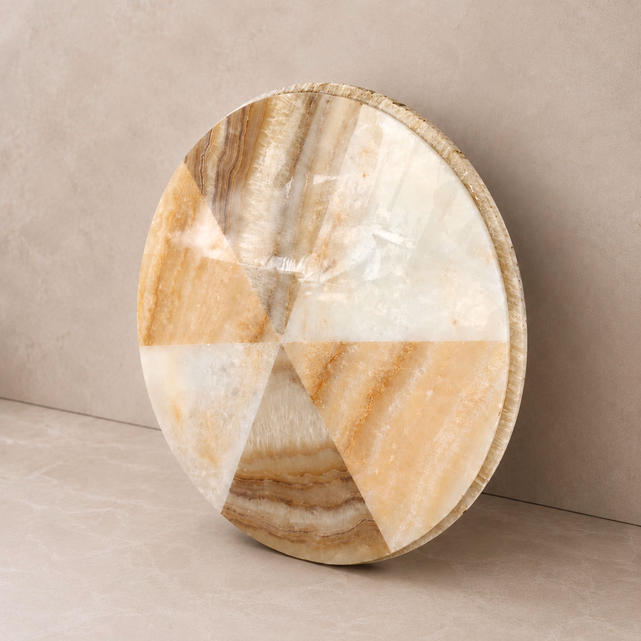 Onyx Stone Top Table - Handcrafted Round Polished Finish