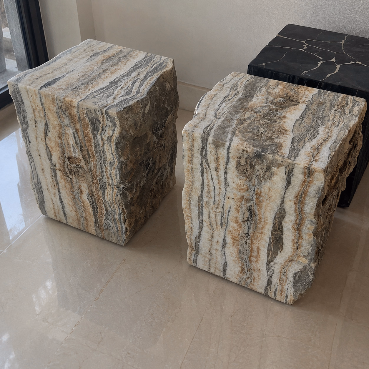 Onyx Stone Chair - Handcrafted Square Natural Finish — view 2