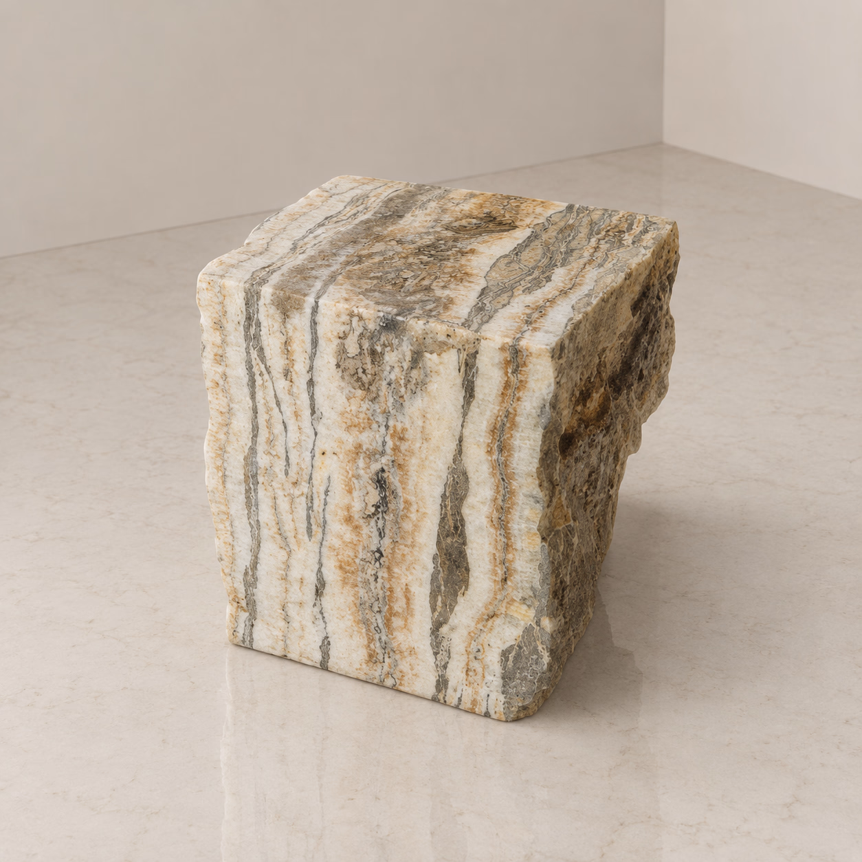 Onyx Stone Chair - Handcrafted Square Natural Finish — view 3