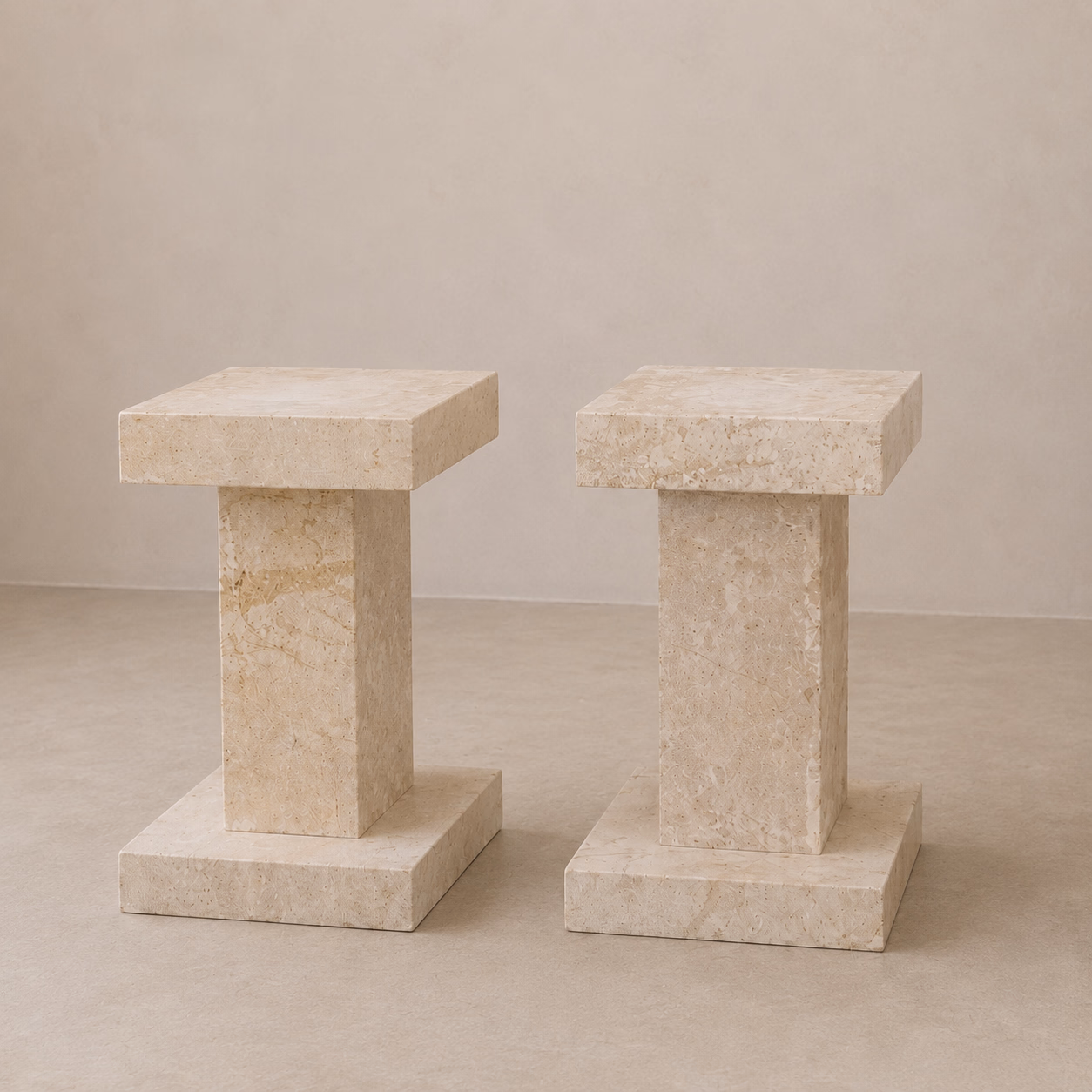 Marble Stone Chair Block - Handcrafted Pedestal Natural Finish
