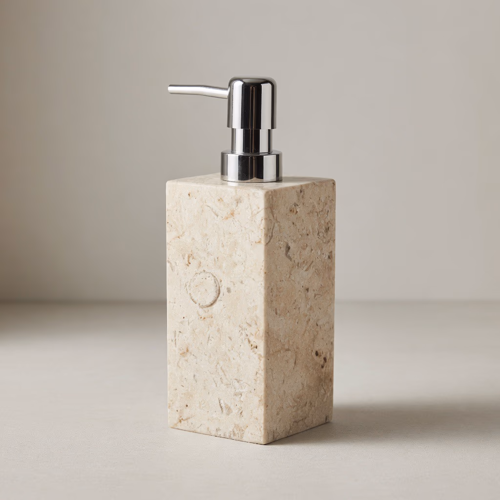 Marble Stone Pump Bottle - Handcrafted Rectangular Polished Finish