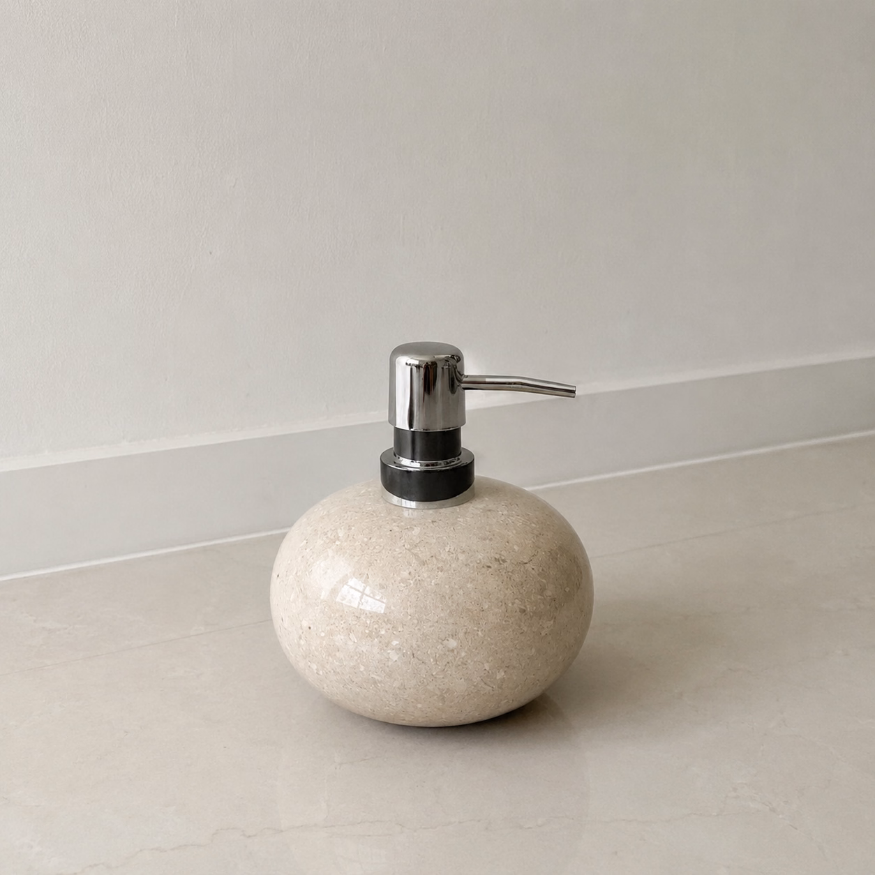 Marble Stone Pump Bottle - Handcrafted Round