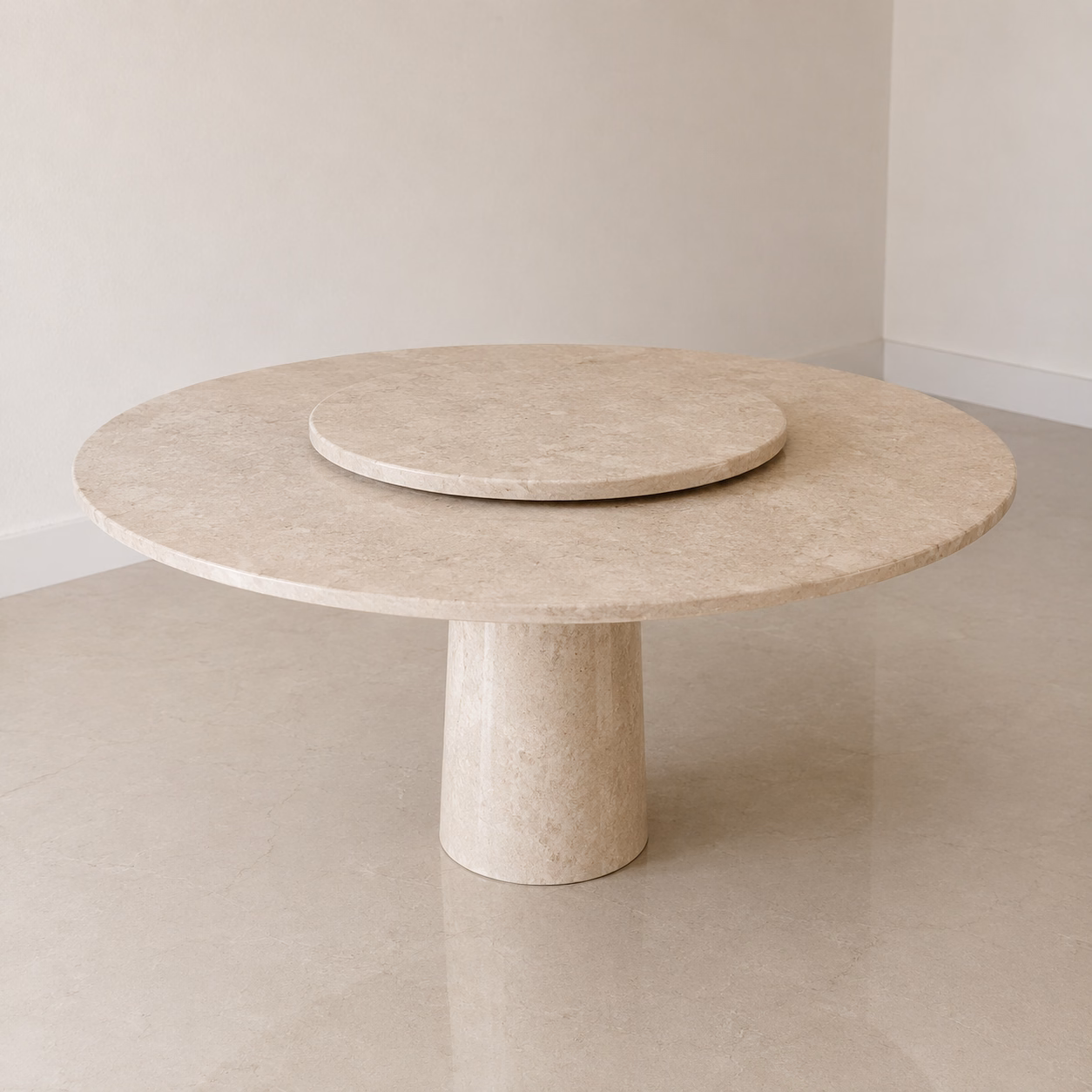 Marble Stone Dining Table - Handcrafted Pedestal