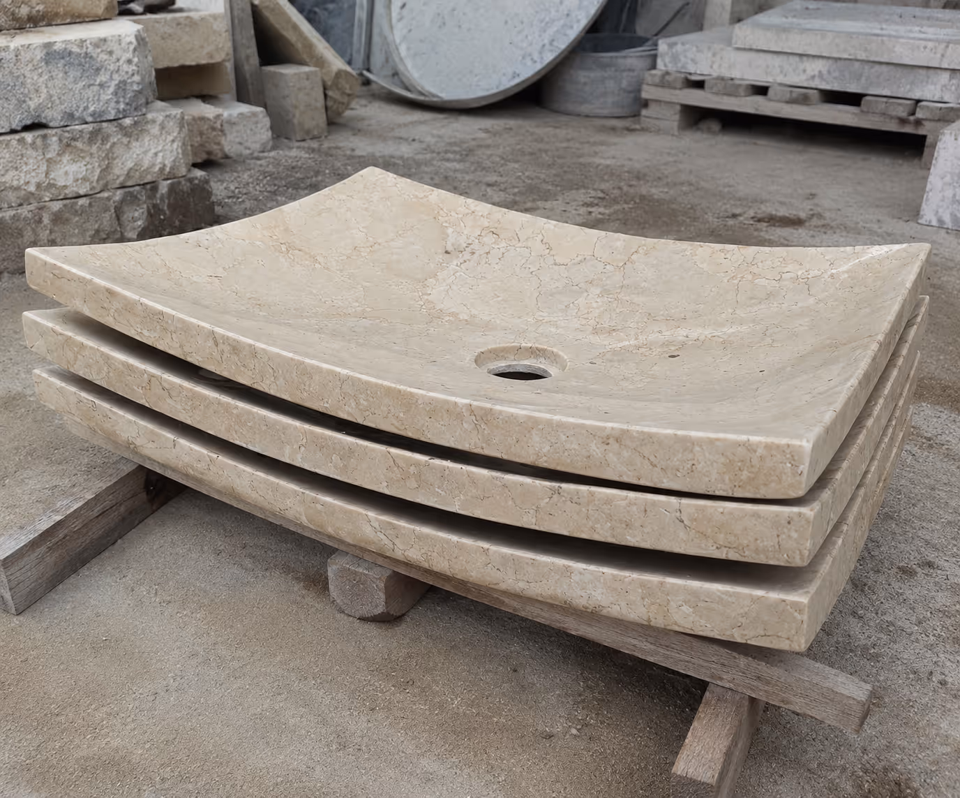 Marble Stone Sink - Handcrafted Rectangular — view 2