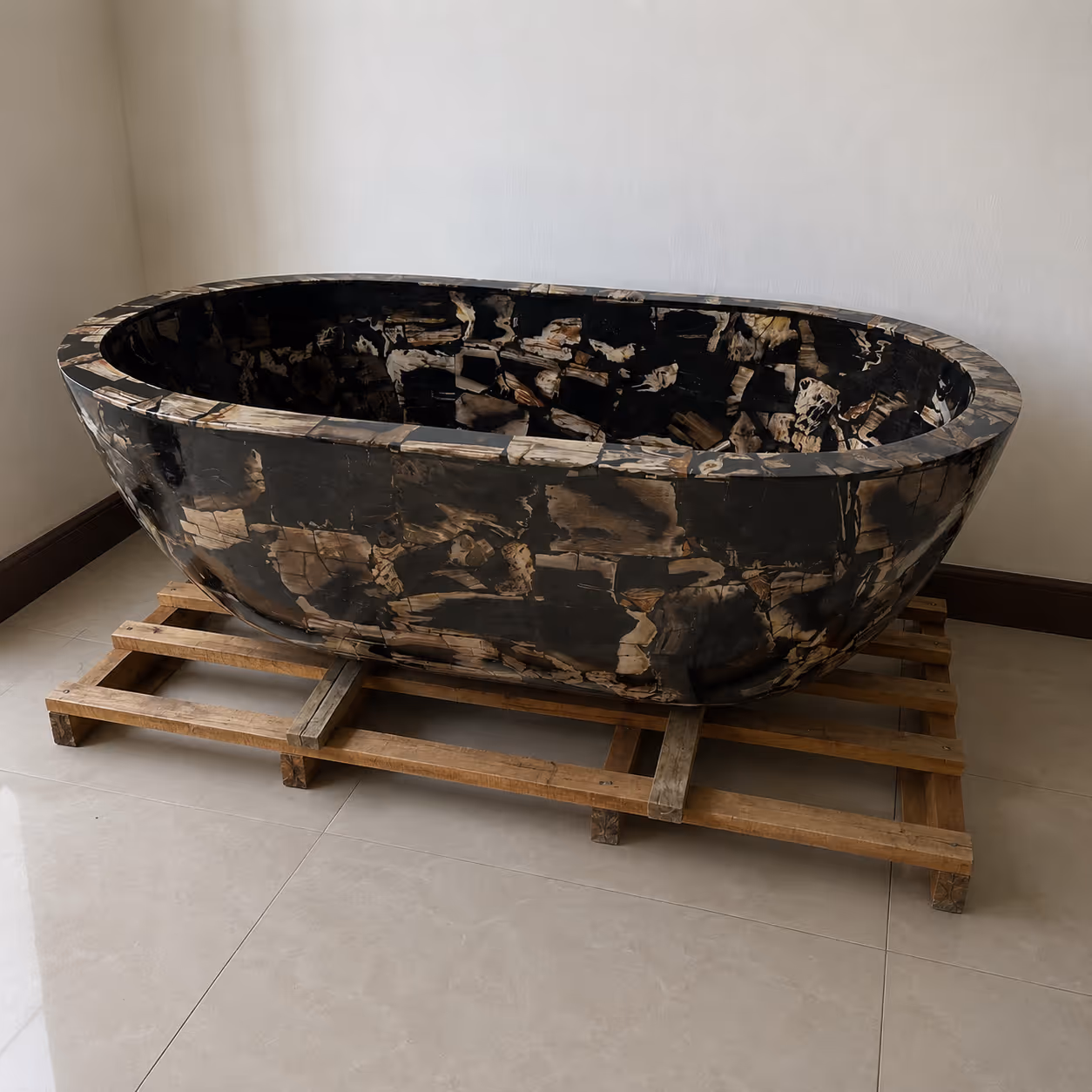 Ancient Stone Bathtub - Handcrafted Oval