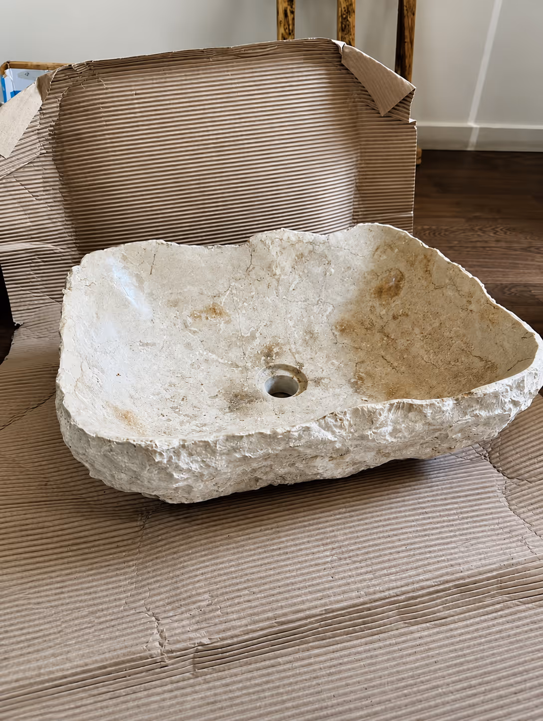 Marble Stone Sink - Handcrafted Rectangular — view 3