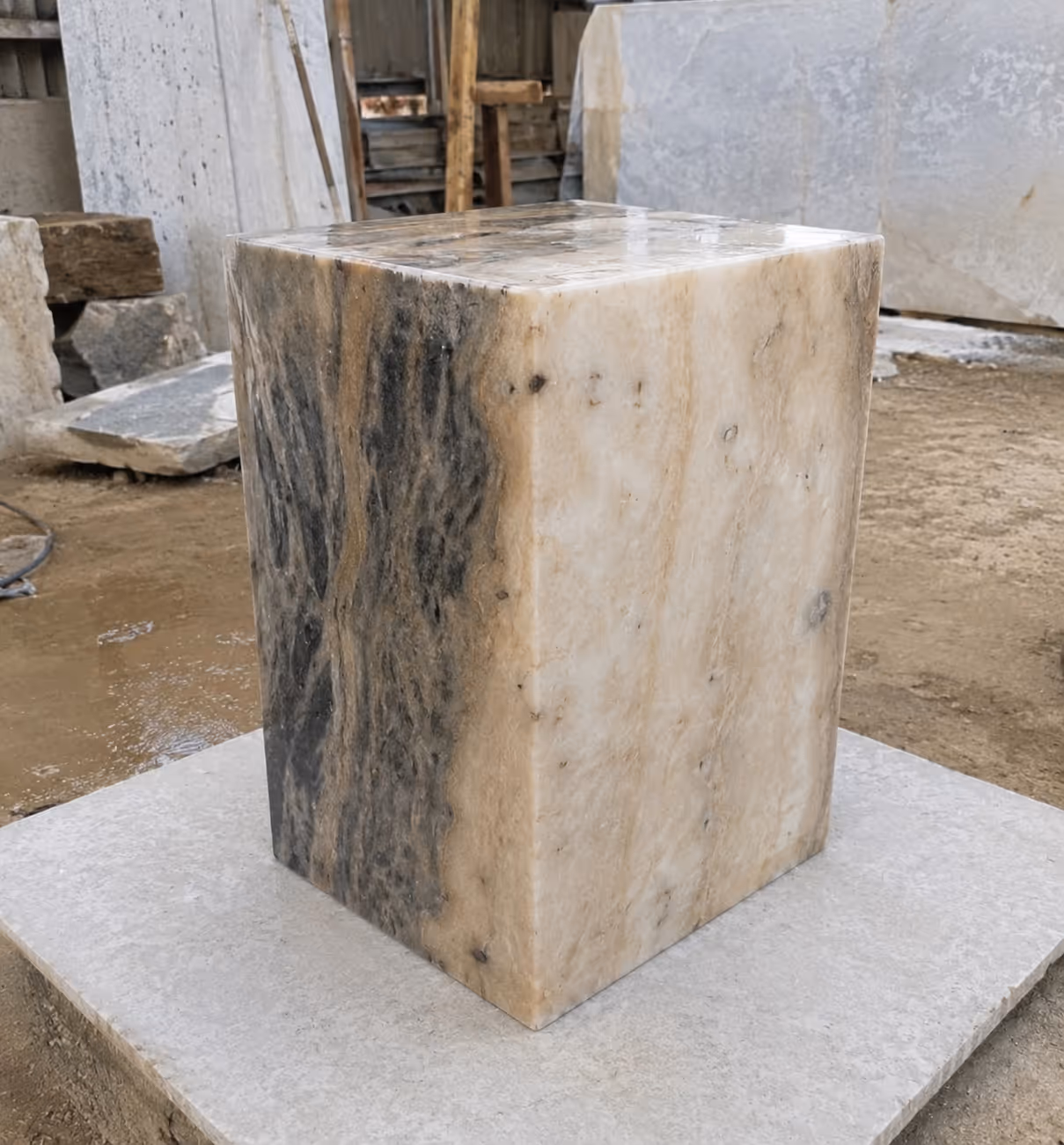Onyx Stone Chair - Handcrafted Square