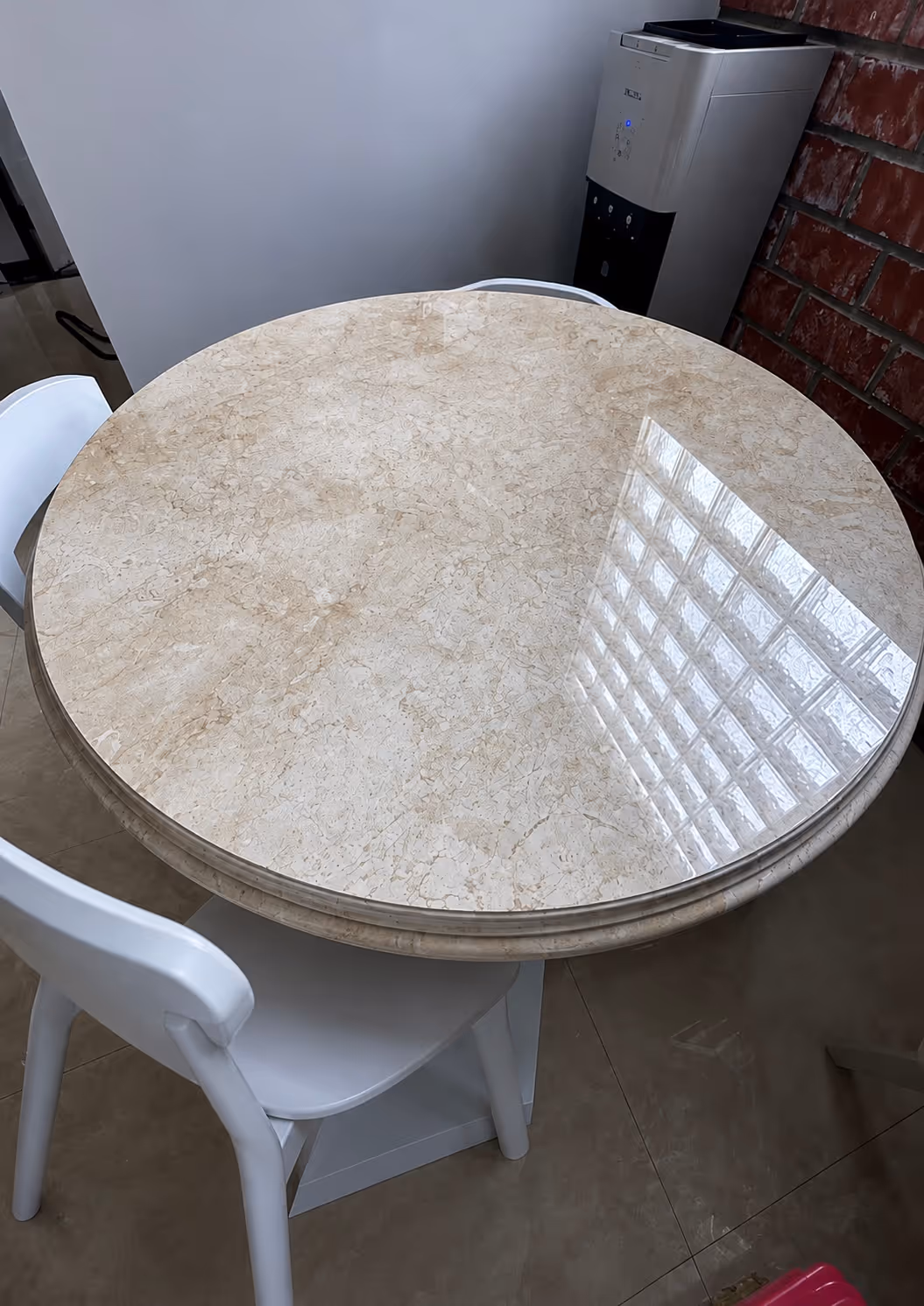 Marble Stone Dining Table - Handcrafted Pedestal — view 2
