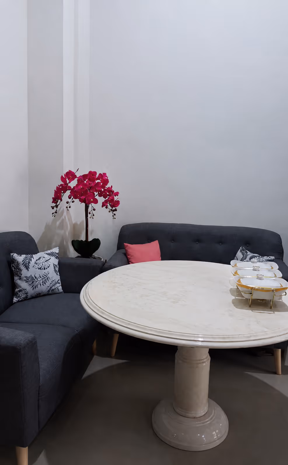 Marble Stone Dining Table - Handcrafted Pedestal — view 3