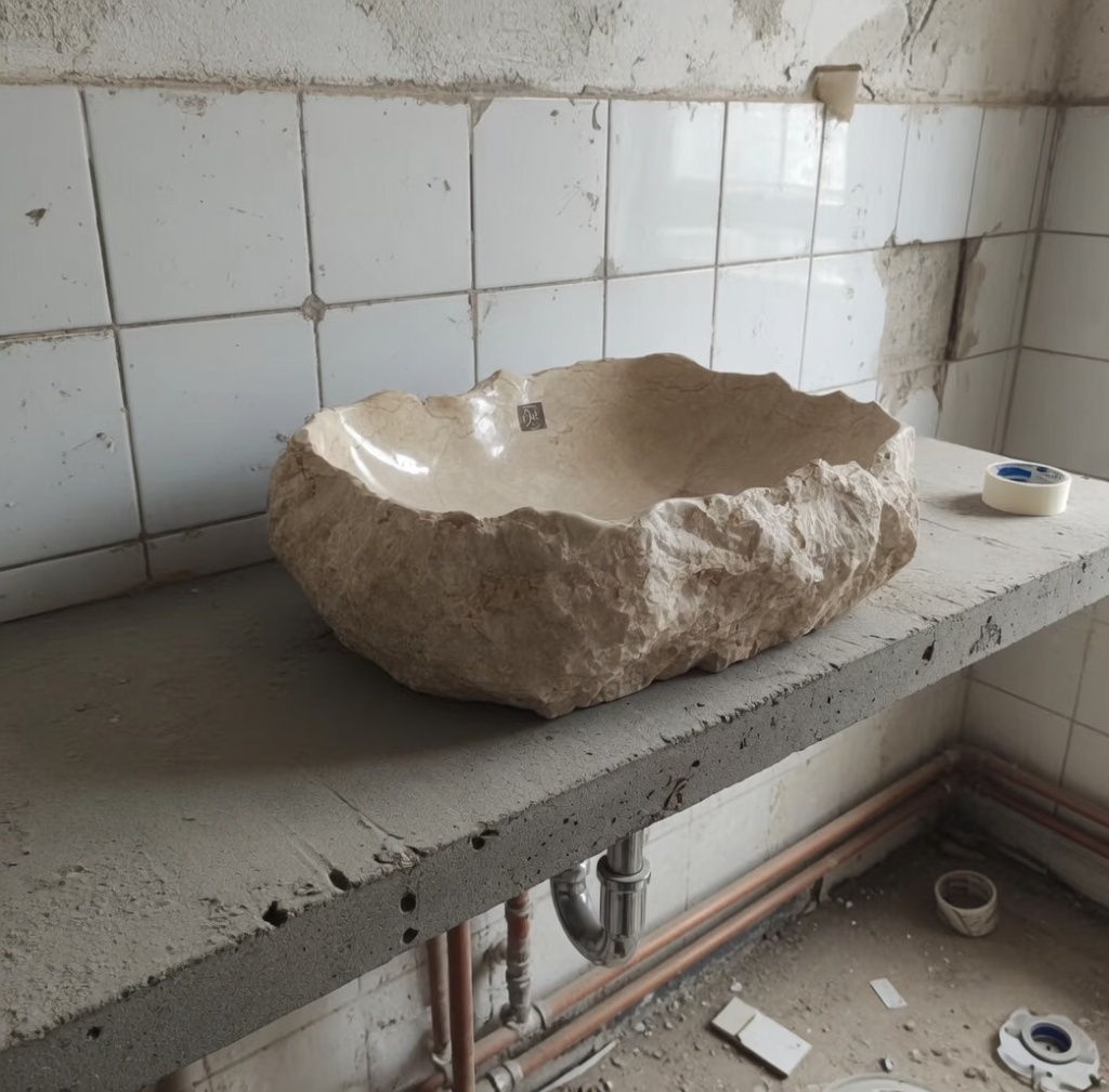 Raw natural stone washbasin craftsmanship process